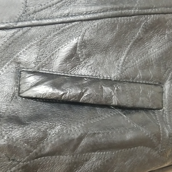 Cellini Genuine Patchwork Design Leather & Shearling Jacket - Picture 7 of 14